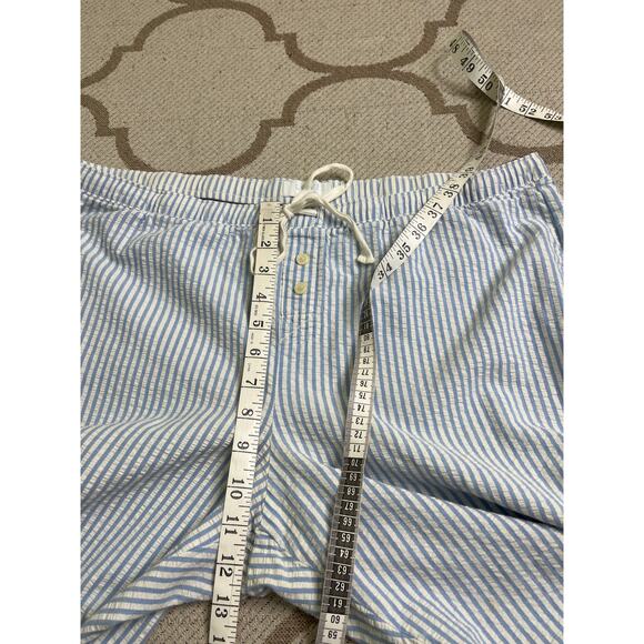 GAP blue white seersucker pajama set, poplin pant & sleep shirt, size large - Picture 7 of 14